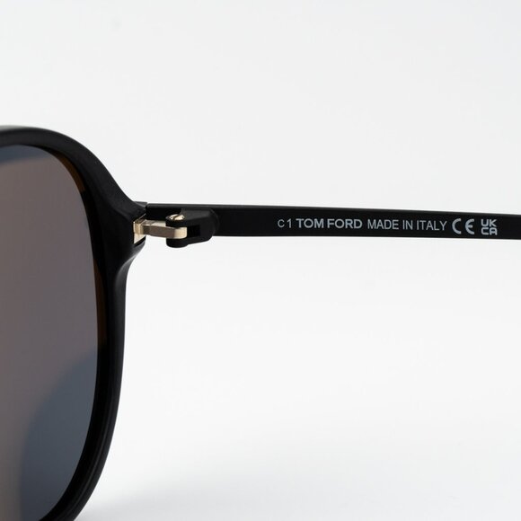 Tom Ford Men Sunglasses Shiny Black Smoke Pilot SAMSON-02 FT0909/S 02D - Picture 6 of 12